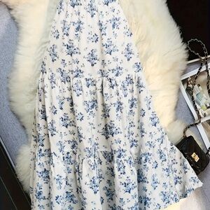 Floral Blue and White Skirt